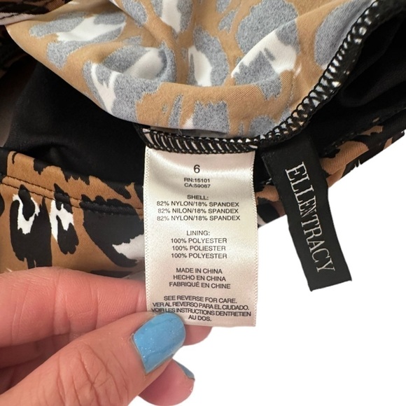 Ellen Tracy Animal Print Takini Swim Top Size 6 Top only - Picture 5 of 14
